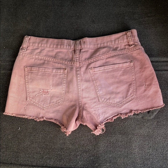 FREE PEOPLE RUNAWAY SLOUCH Mauve Denim Shorts 27 - Picture 8 of 10